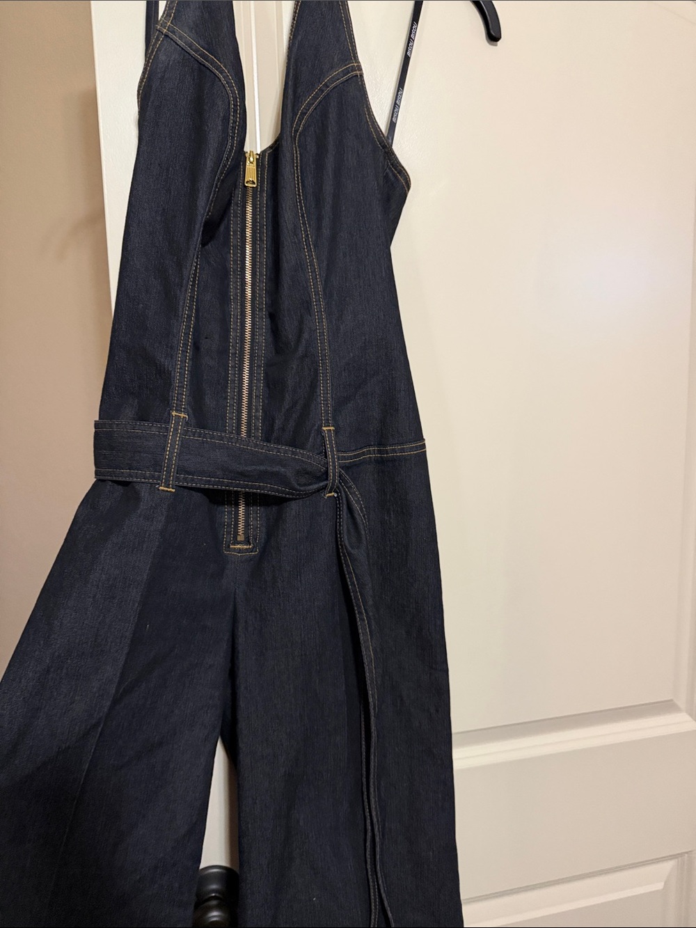 Bisou Bisou Dark Wash Denim Jumpsuit with Front Zip